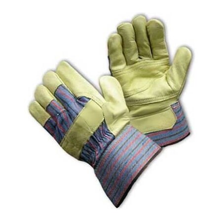 Pip PIP Top Grain Cowhide Leather Palm Gloves, Economy Grade, Reinforced Palm, L 87-1563P